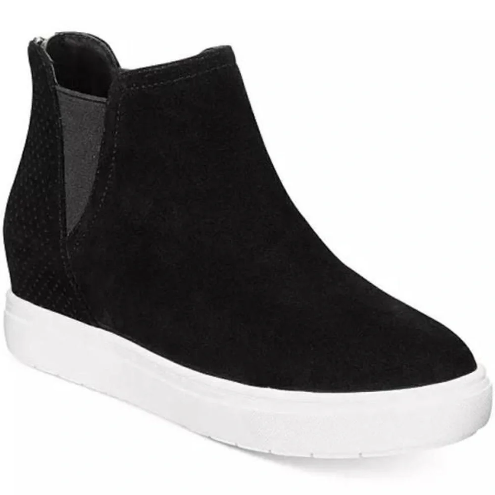 New! INC Suede Tayla Sneakers Hi-Top Black Platform Wedge Heel Fashion Sneaker - Picture 1 of 13